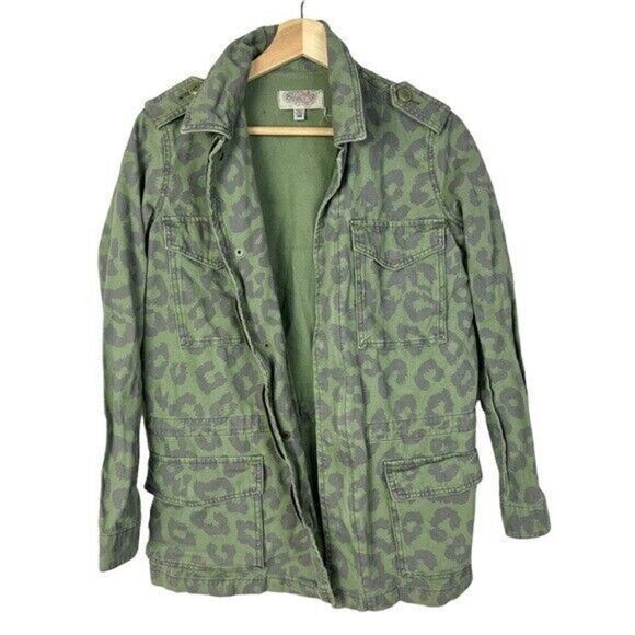 Urban Outfitters UO Ecote Green Leopard Print Utility Jacket XS - Picture 2 of 5